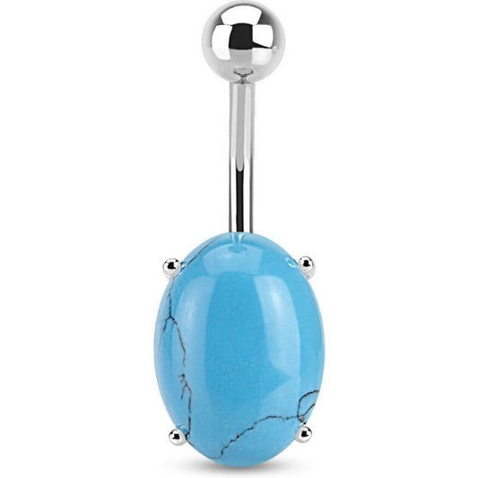 Belly Button Piercing Oval turquoise Semi-Precious Stone