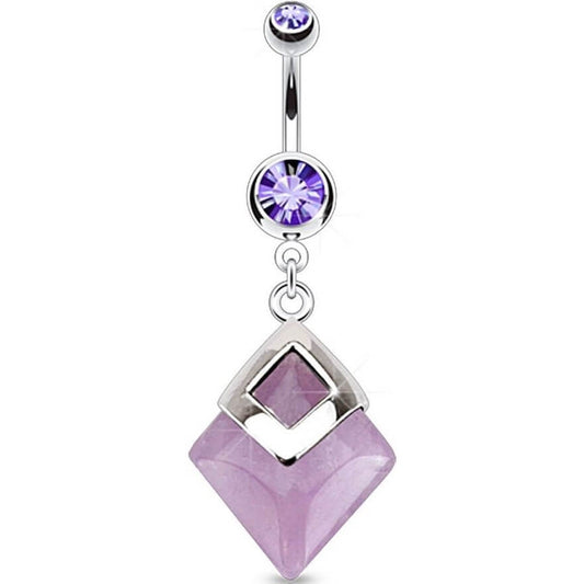 Bauchnabelpiercing Diamantenform beweglich Amethyst Halbedelstein