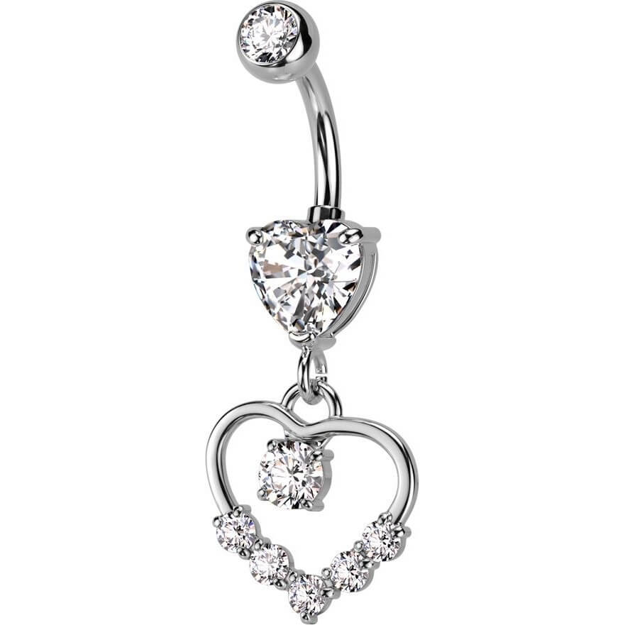 Belly Button Piercing Heart dangle Zirconia