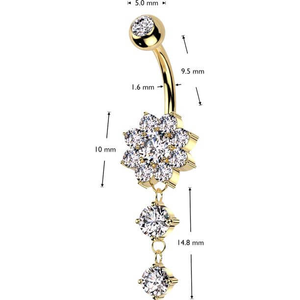 Piercing Nombril Pendentif Fleur Zircone