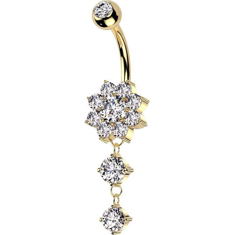 Piercing Nombril Pendentif Fleur Zircone