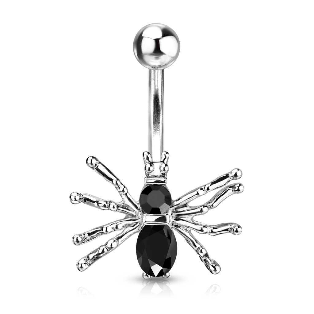 Belly Button Piercing Spider Silver