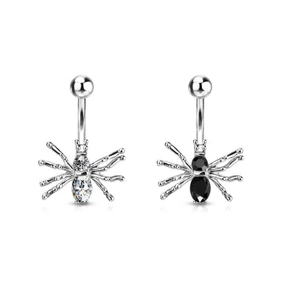 Belly Button Piercing Spider Silver