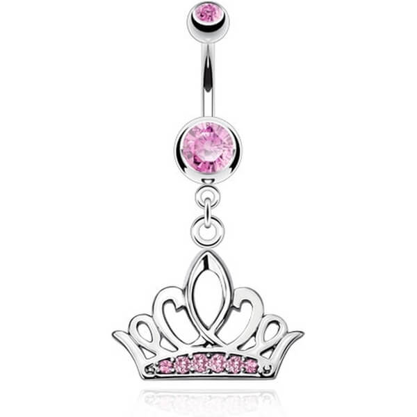 Piercing Nombril Pendentif Couronne Zircone