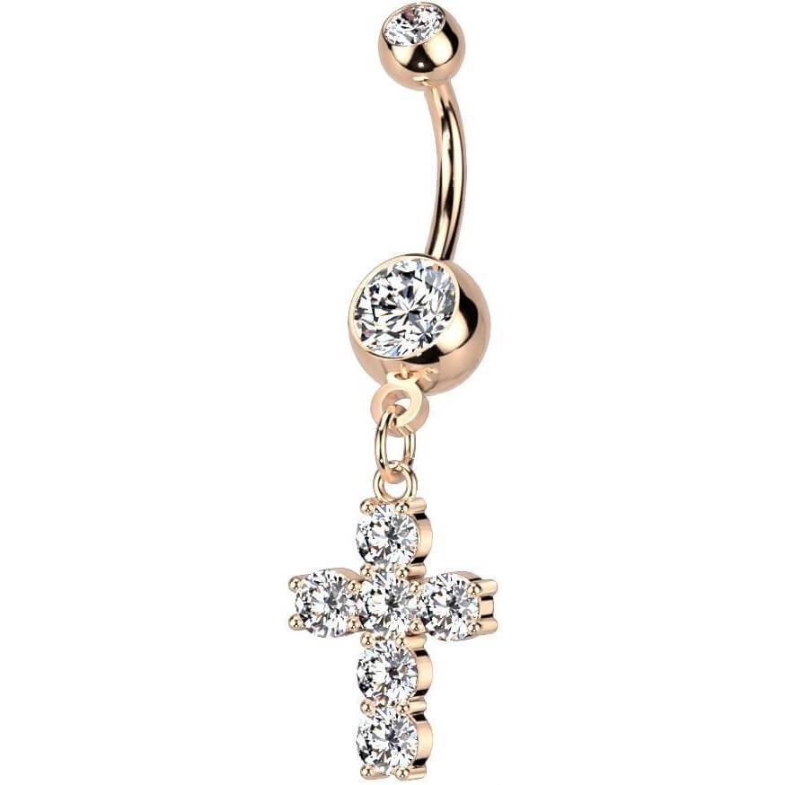 Piercing Nombril Pendentif Croix Zircone