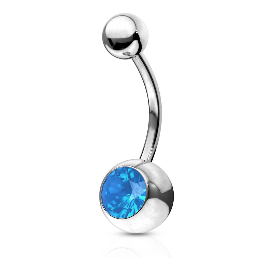 Belly Button Piercing Bezel setting Opal Silver