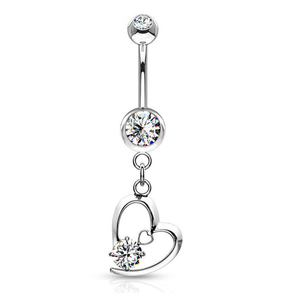 Bauchnabelpiercing Herz beweglich Zirkonia Silber