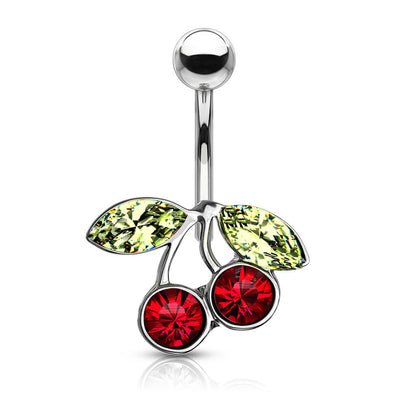 Belly Button Piercing Cherry Zirconia Silver