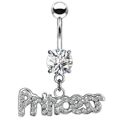 Piercing Ombelico Scritta Princess in zirconi