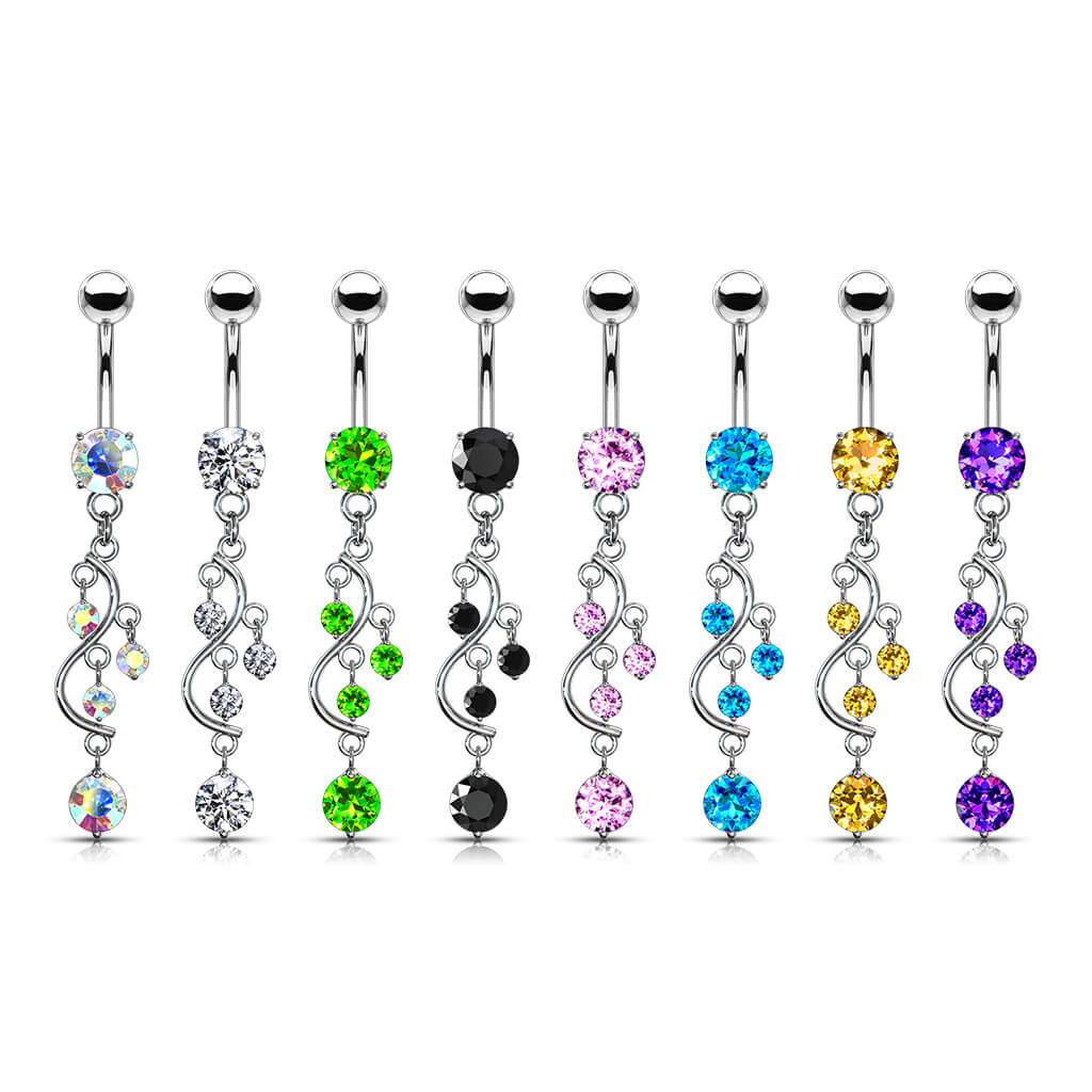 Piercing Nombril Pendentif Vigne Zircone