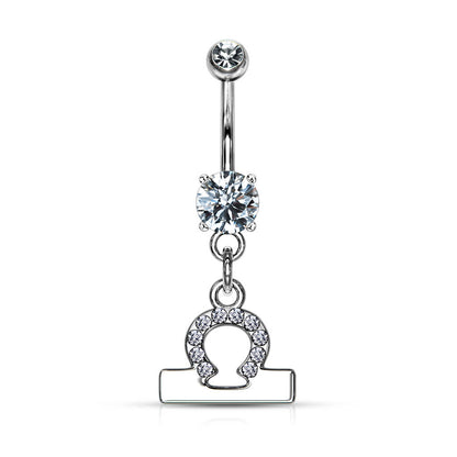 Piercing Nombril Pendentif Signe du Zodiaque Zircone Argent