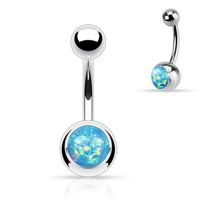 Belly Button Piercing Opal Silver