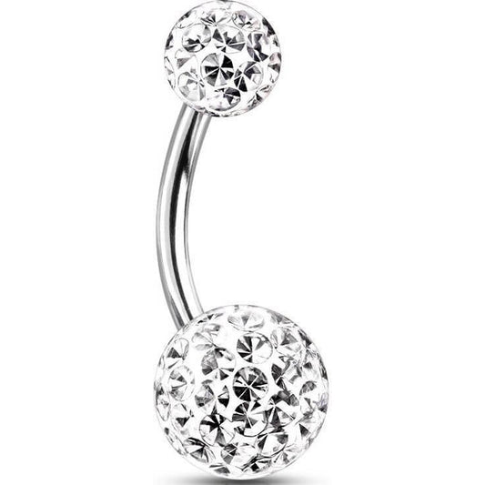 Bauchnabelpiercing Kugel Zirkonia Silber Innengewinde