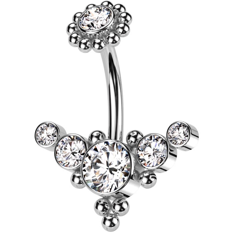 Belly Button Piercing zirconia Internally Threaded