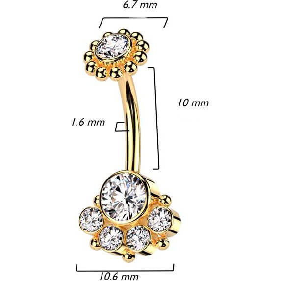 Piercing Nombril Zircone Filetage Interne