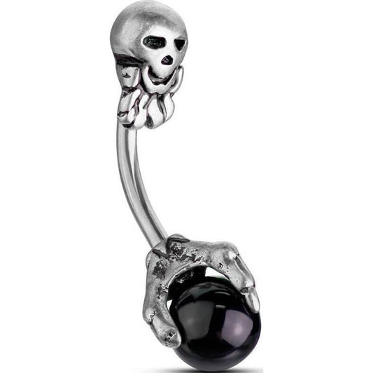 Piercing ombligo Calavera Garra Plata