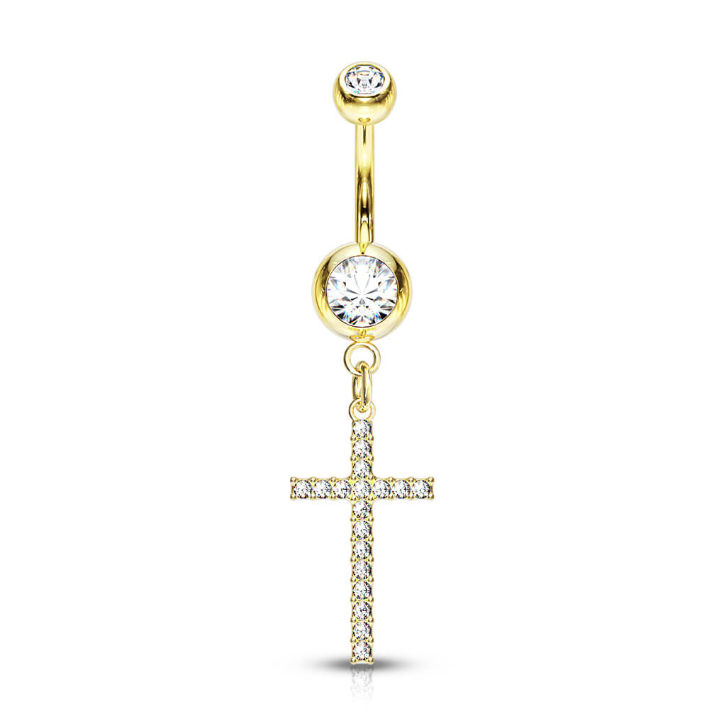 Bauchnabelpiercing Kreuz beweglich Zirkonia