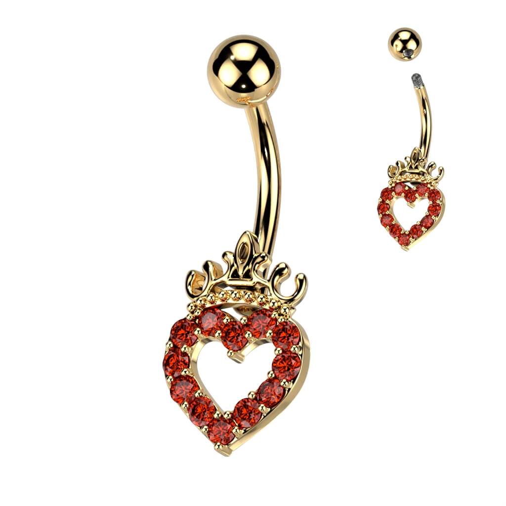 Piercing ombligo Corazón Corona Circonita