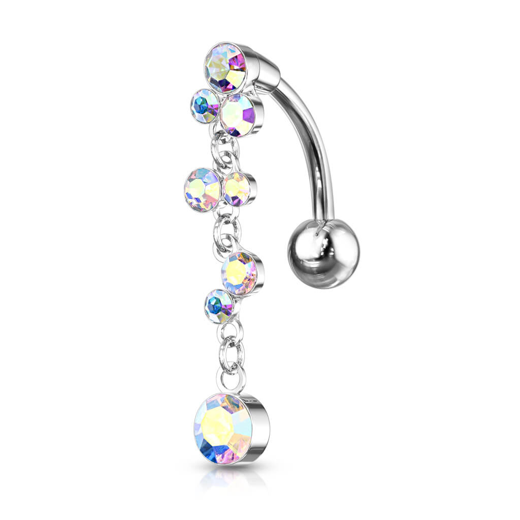 Piercing ombligo Burbujas colgantes Top-Down Circonitas Plata