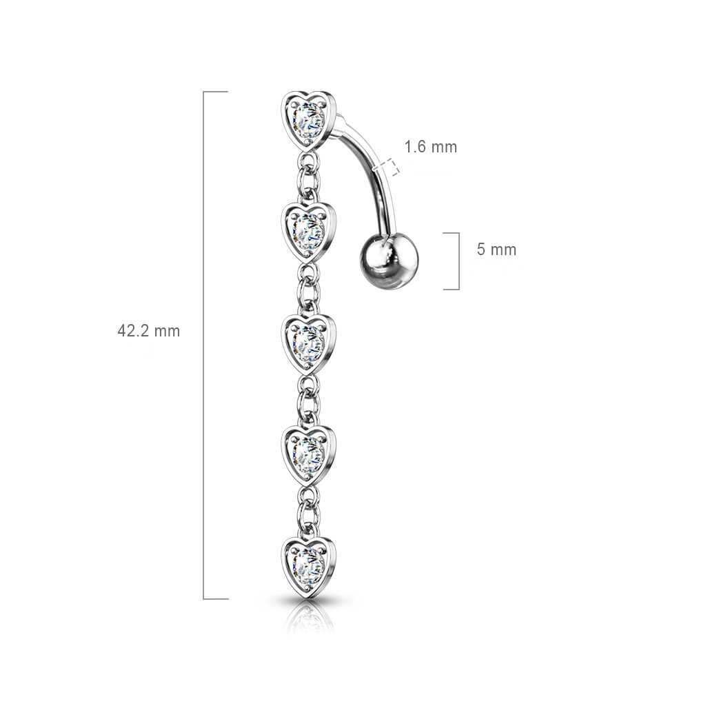 Bauchnabelpiercing Herz beweglich Zirkonia Silber