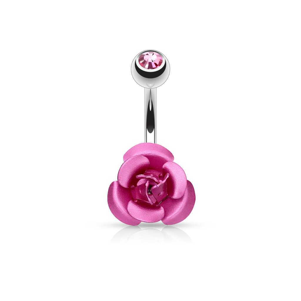 Piercing ombligo Rosa metal Circonita