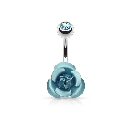 Piercing ombligo Rosa metal Circonita