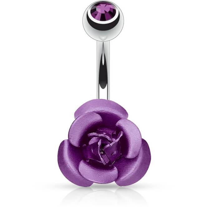 Belly Button Piercing Rose metal Zirconia