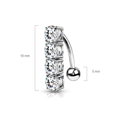 Piercing Nombril 4 Zircones Argent