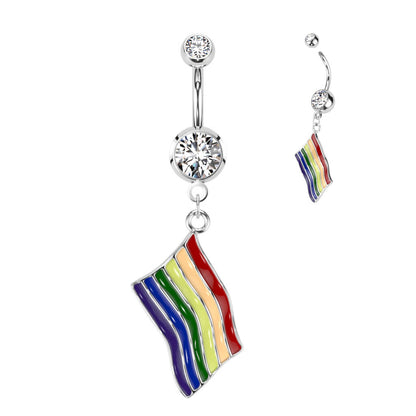 Piercing ombligo Colgante Bandera Arco Iris Circonita