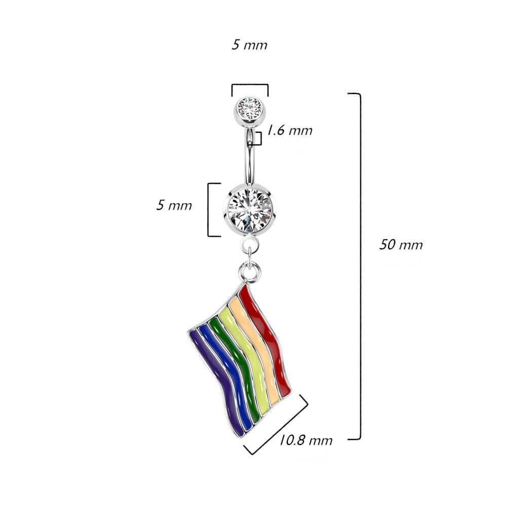 Piercing ombligo Colgante Bandera Arco Iris Circonita