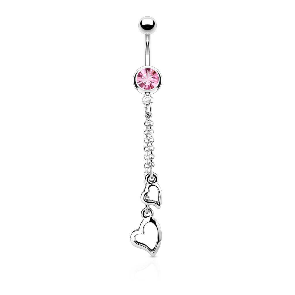 Piercing Nombril Pendentif Cœur Zircone Argent