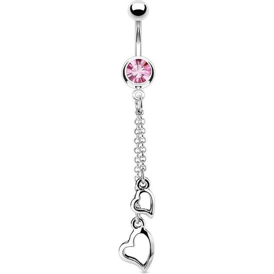 Belly Button Piercing Heart dangle Zirconia Silver