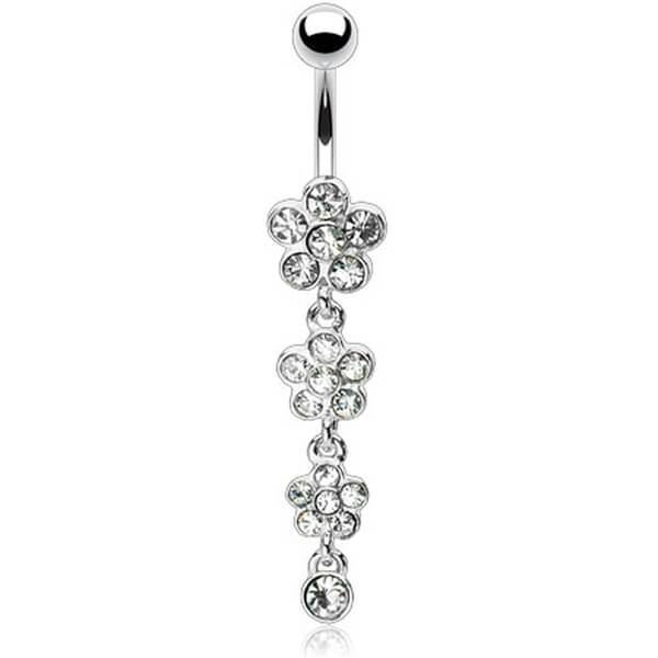 Piercing Nombril Pendentif Fleur Zircone