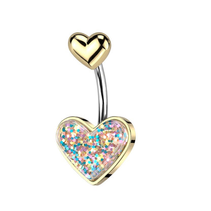 Belly Button Piercing Glitter Heart