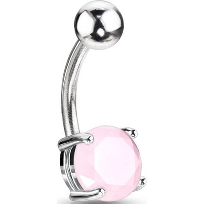 Piercing Ombelico Pietra semipreziosa giada rosa rotonda