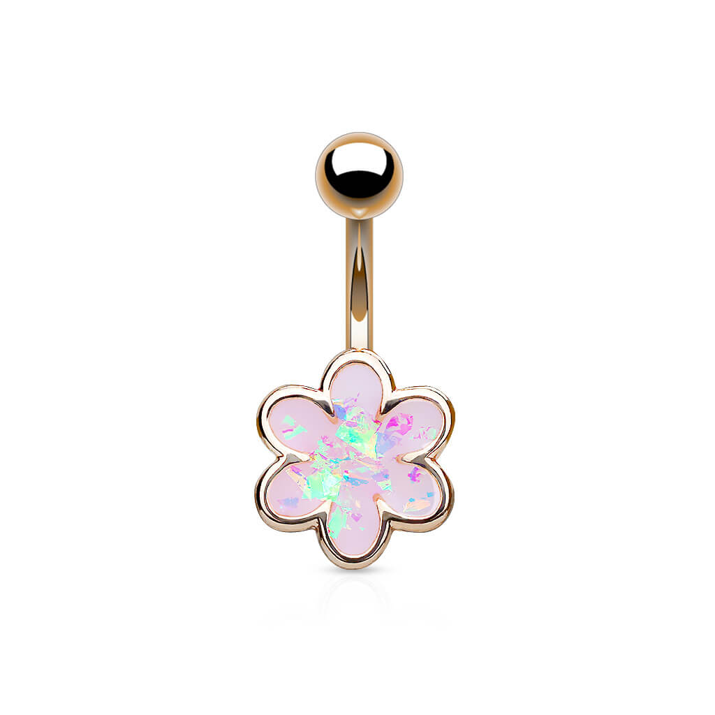 Bauchnabelpiercing Blume Opal Gold