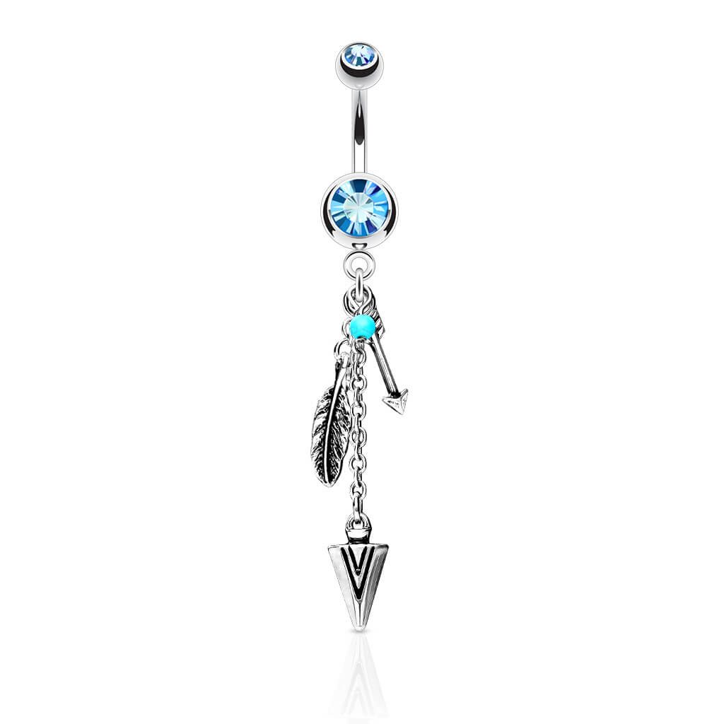 Piercing Nombril Pendentif Flèche Plume Zircone