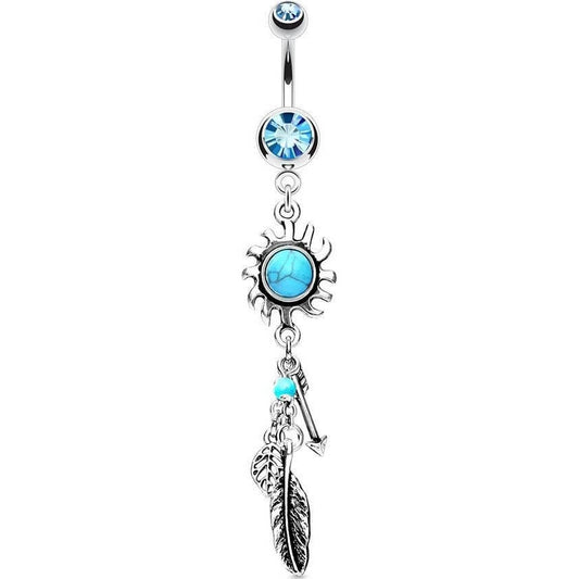 Piercing Nombril Pendentif Flèche Plume Zircone