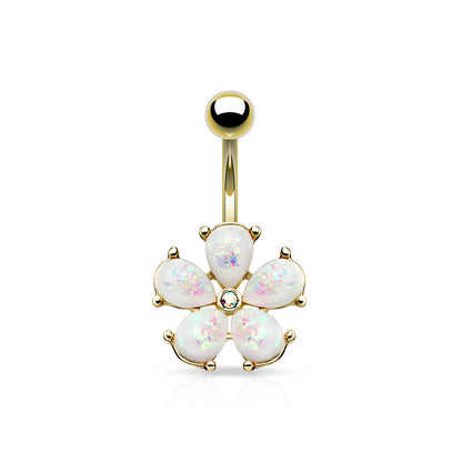 Piercing Nombril Fleur Opale