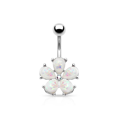 Bauchnabelpiercing Blume Opal