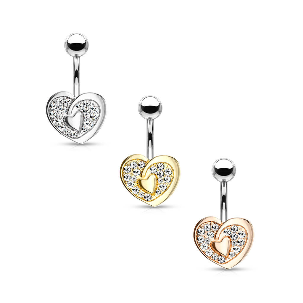 Piercing Ombelico Cuore di zirconi