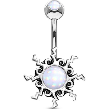 Belly Button Piercing Tribal Sun Illuminating Stone