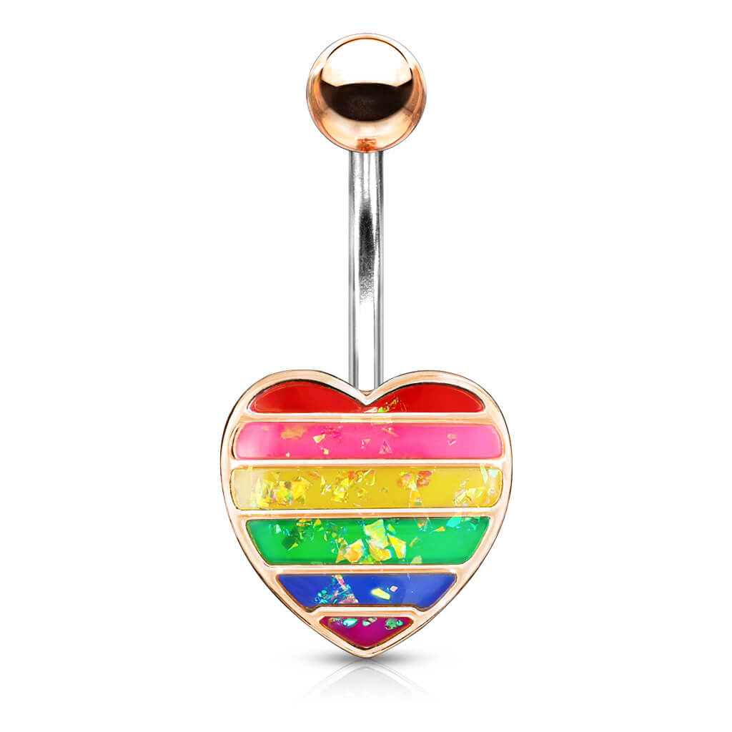 Piercing ombligo Corazón arco iris