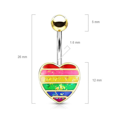 Piercing ombligo Corazón arco iris