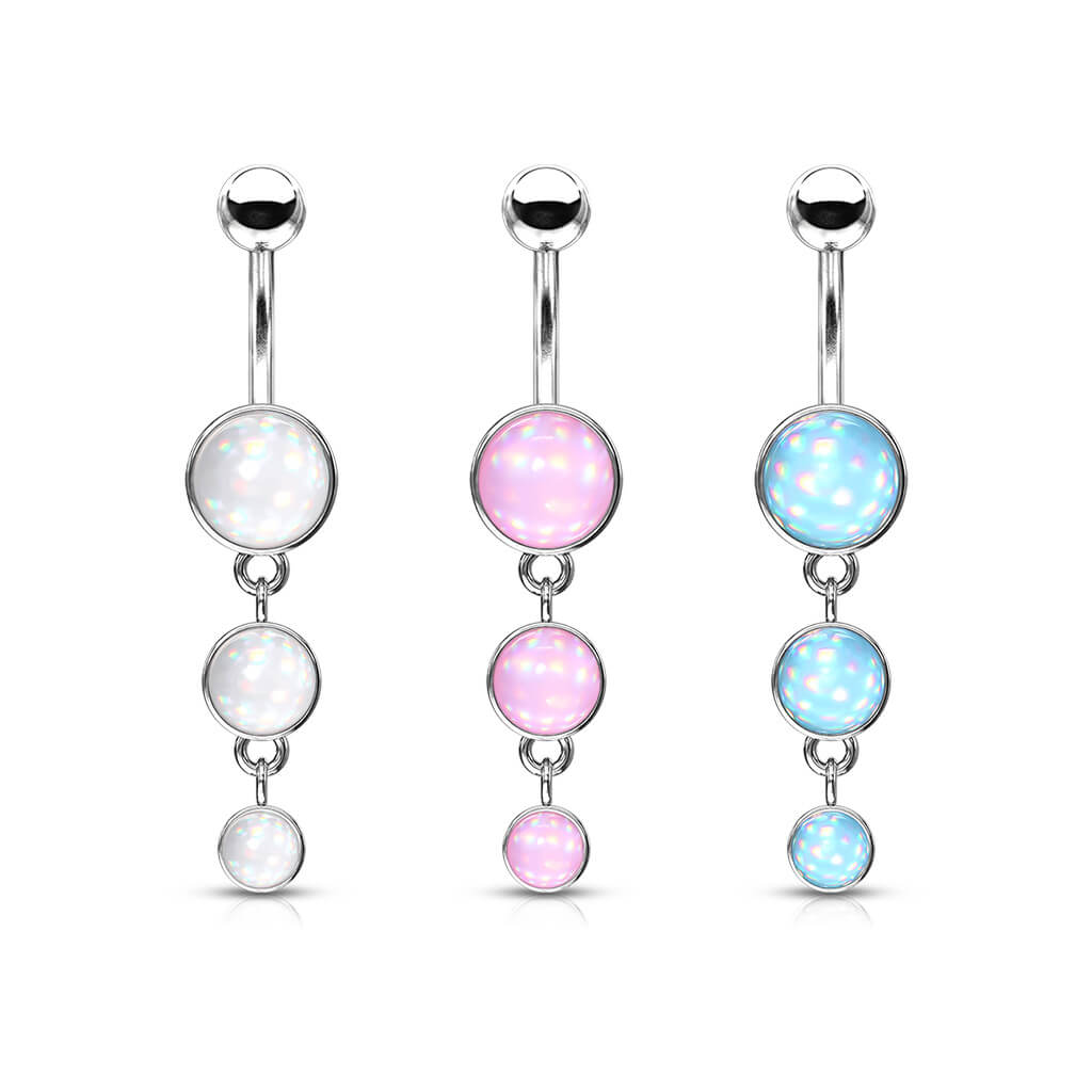 Piercing Nombril Pendentif 3 Pierres Synthétiques Lumineuses