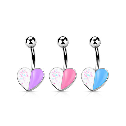 Piercing Ombelico Cuore Opale e Argento