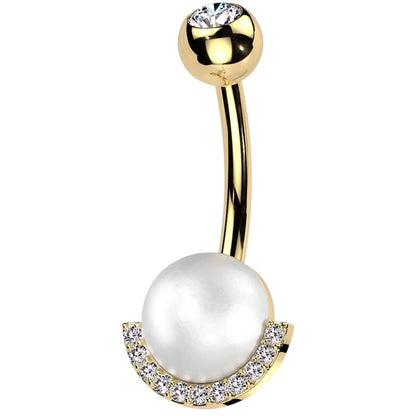 Belly Button Piercing pearl ball zirconia