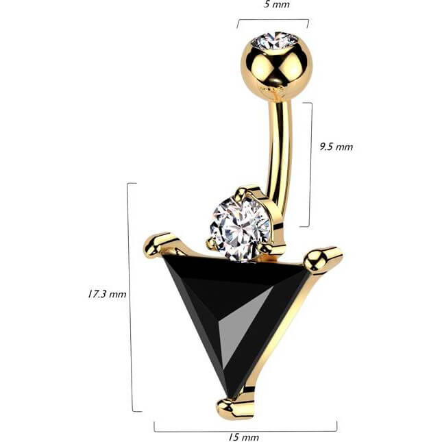 Belly Button Piercing black triangle zirconia