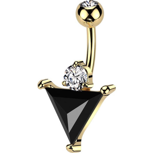 Belly Button Piercing black triangle zirconia