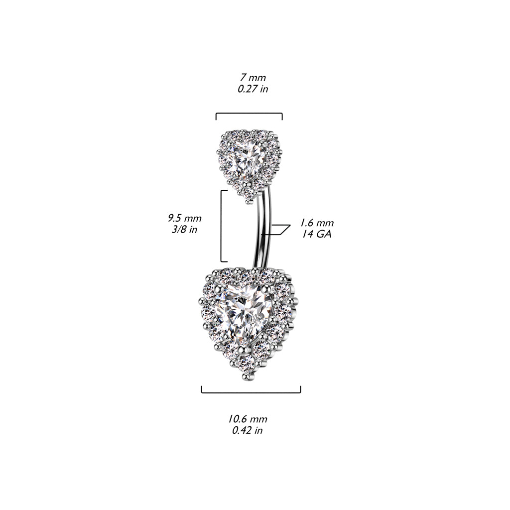 Belly Button Piercing Heart Zirconia